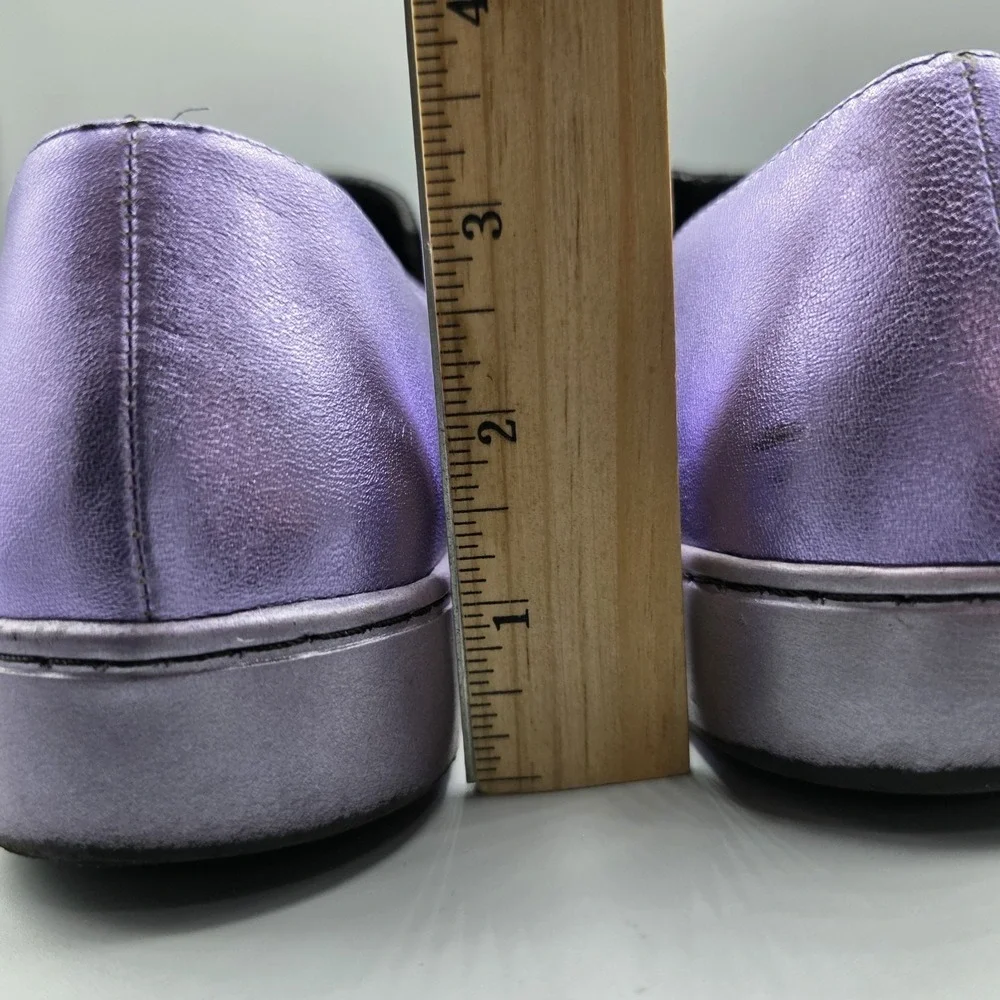 Free People Varsity Sneakers Womens 37 Black Velvet Purple Leather Metallic Shoe